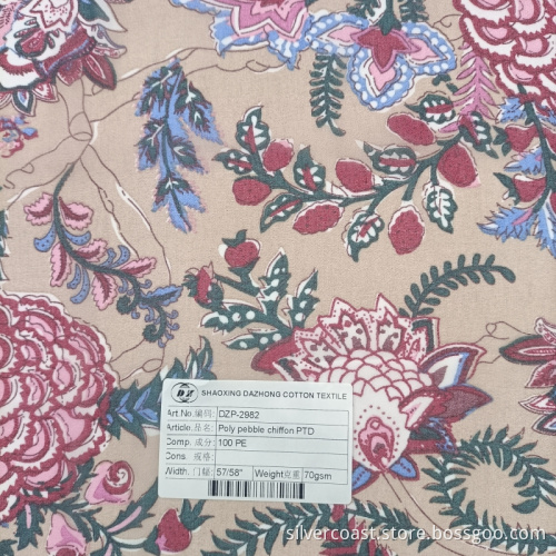Floral 100% Polyester Kieselkörper -Chiffon -Textil